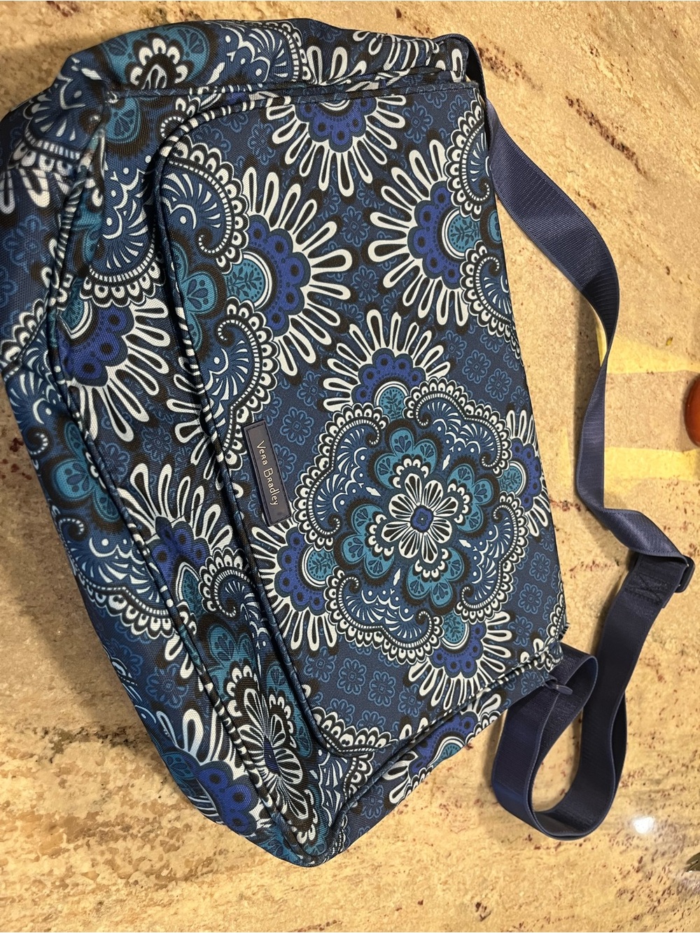 Vera Bradley Navy and Teal Floral Paisley Crossbody Bag